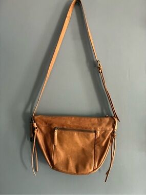 Lucky Brand Cognac Distressed Leather Crossbody Bag